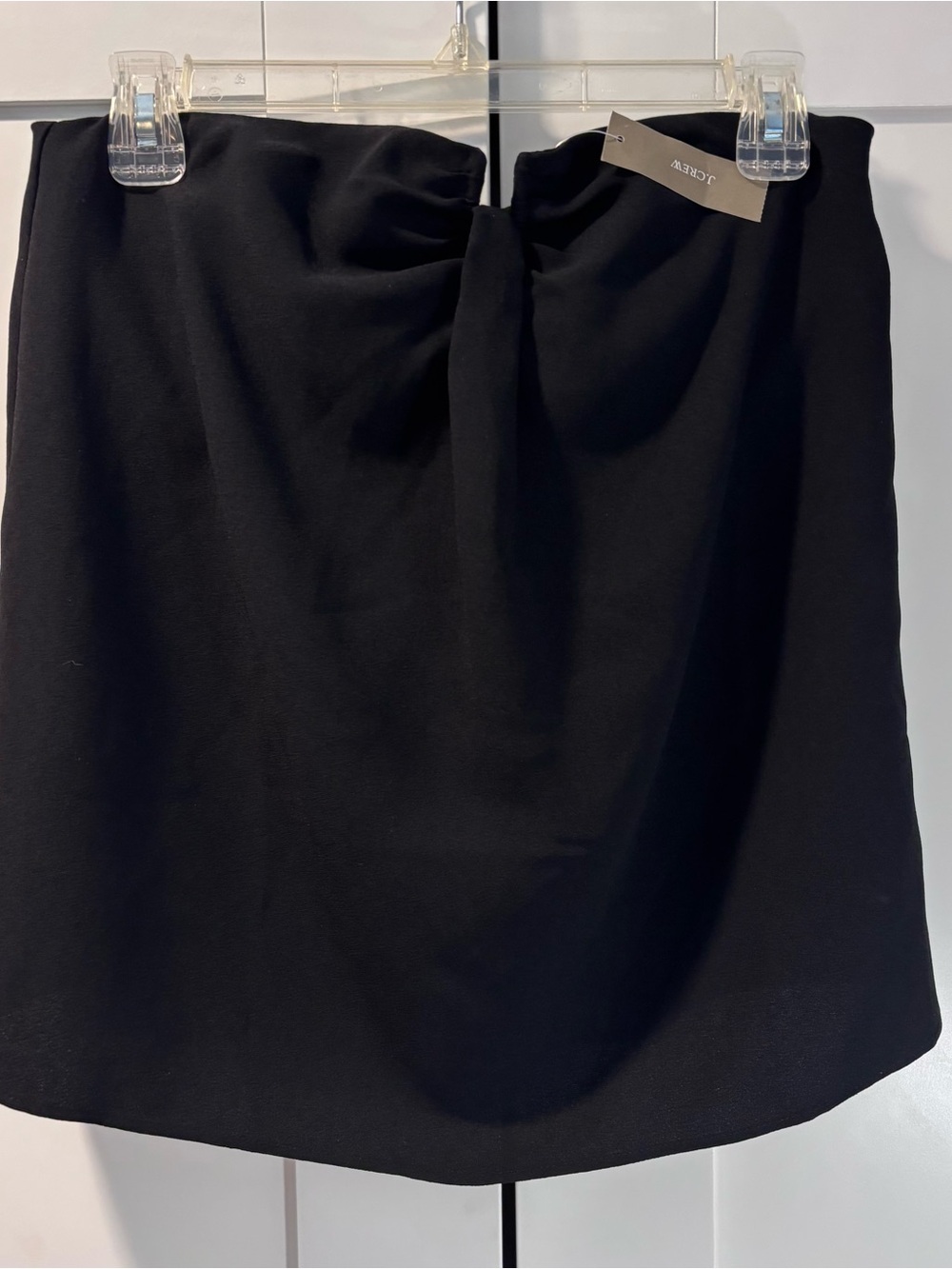 NWT J. Crew Black Sleeveless Strapless top Front Drape ruche women’s size 0